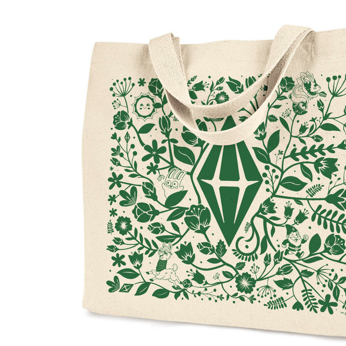 ZILE Cream Canvas Tote Bag with Geome...