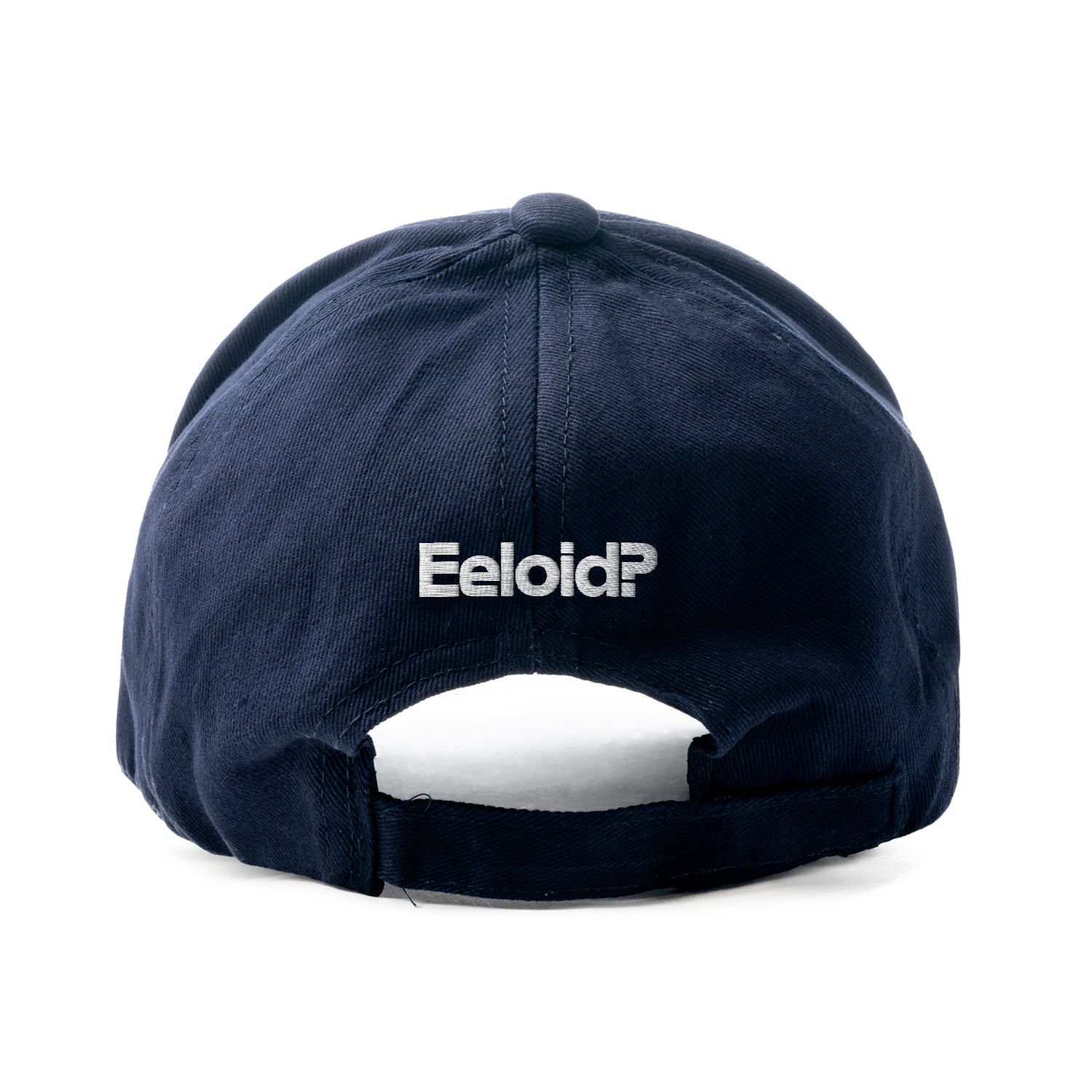 Navy blue cap with 'Eeloid?' logo on a white background